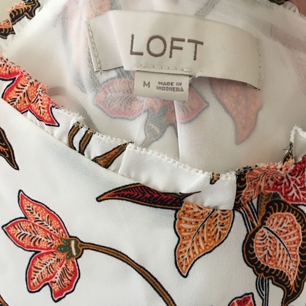 LOFT white & floral tank top | NWT | Size M - Picture 7 of 9
